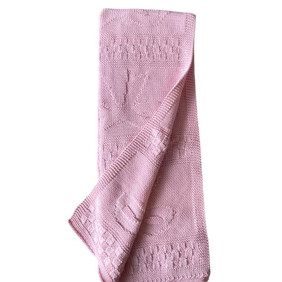Brooks Brothers Pink Bow Knitted Throw Blanket 50x70 Designer Spring Decor NEW - Picture 6 of 15